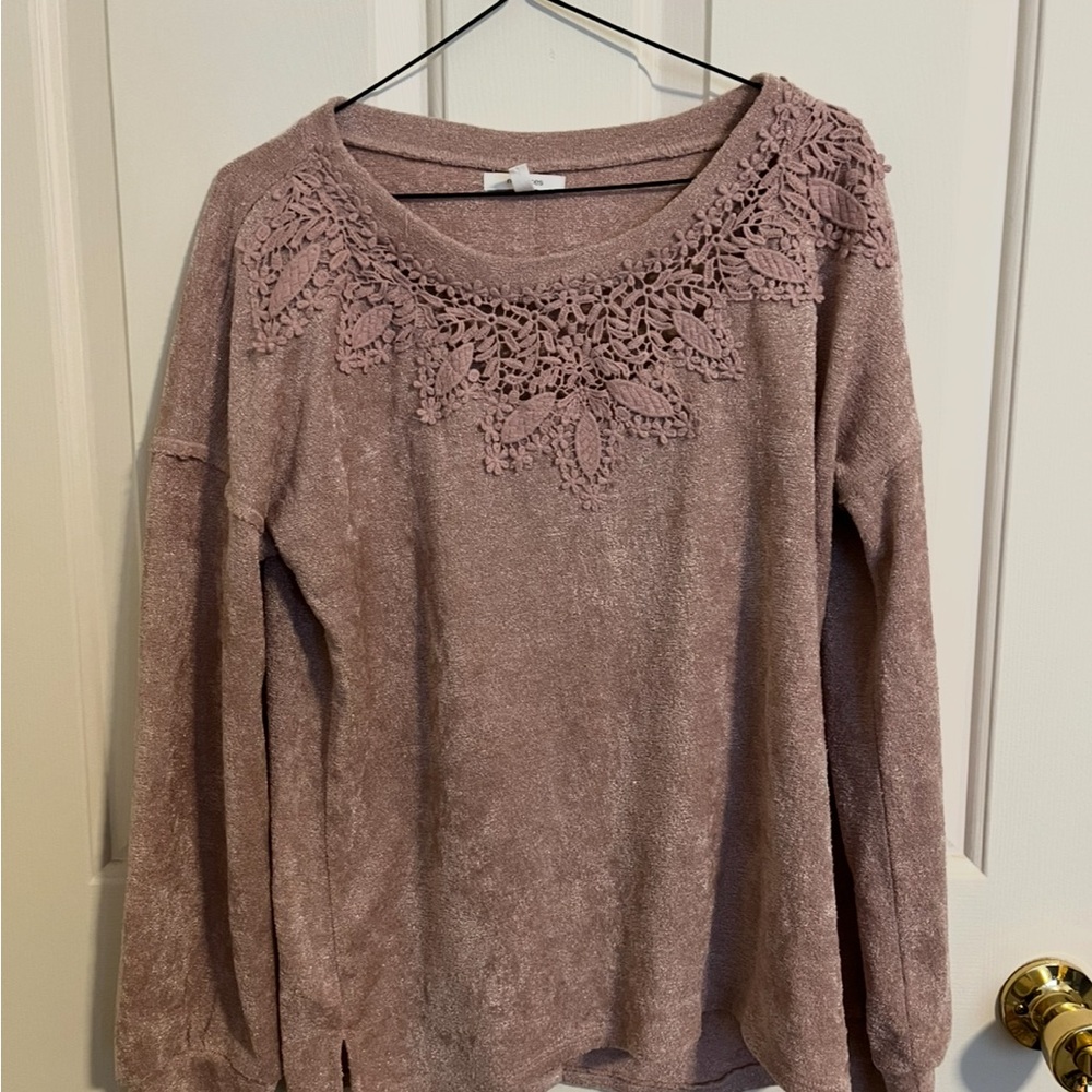 Maurices Blush Lace Accent Top